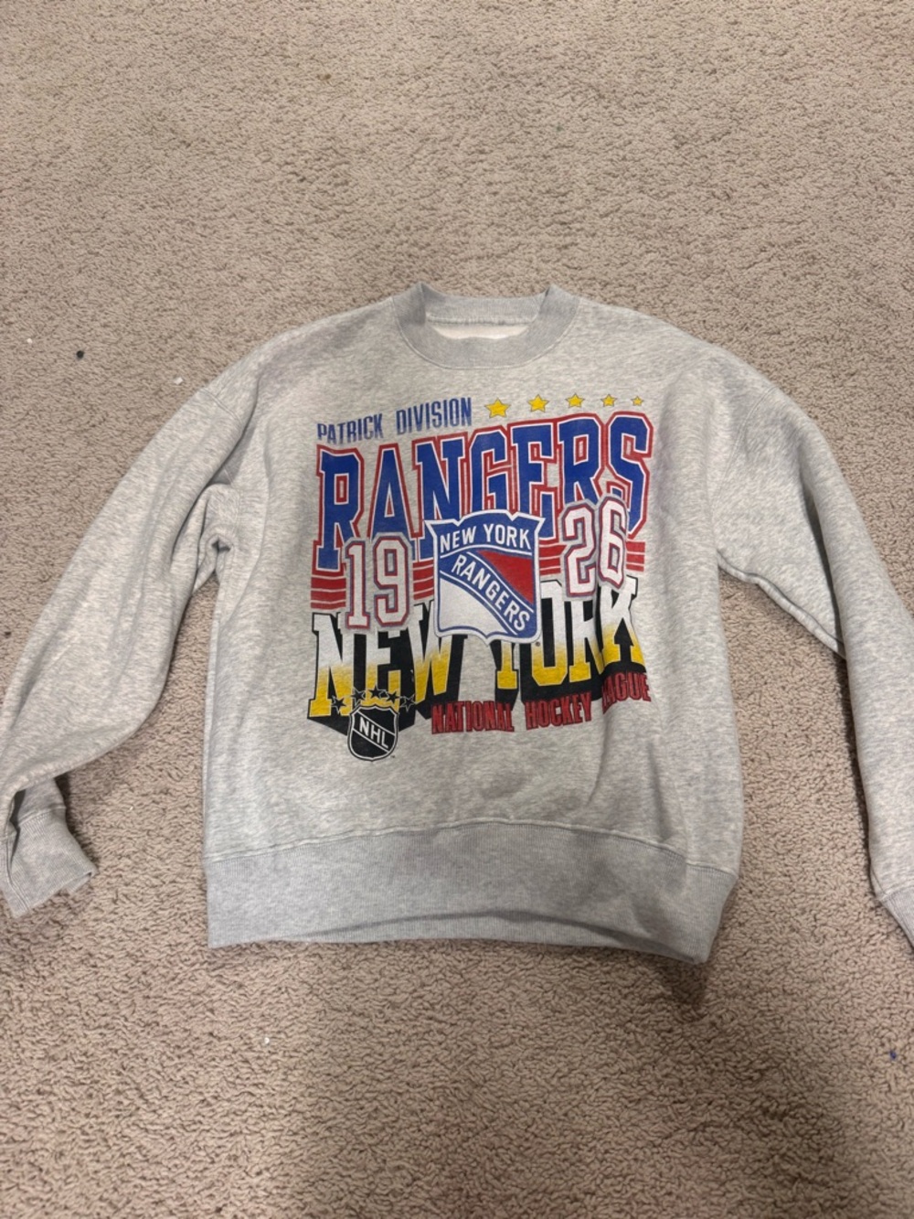 Abercrombie New York Rangers Gray Graphic Crewneck Sweatshirt